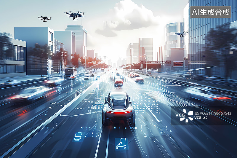 【AI数字艺术】未来智慧城市概念图片素材