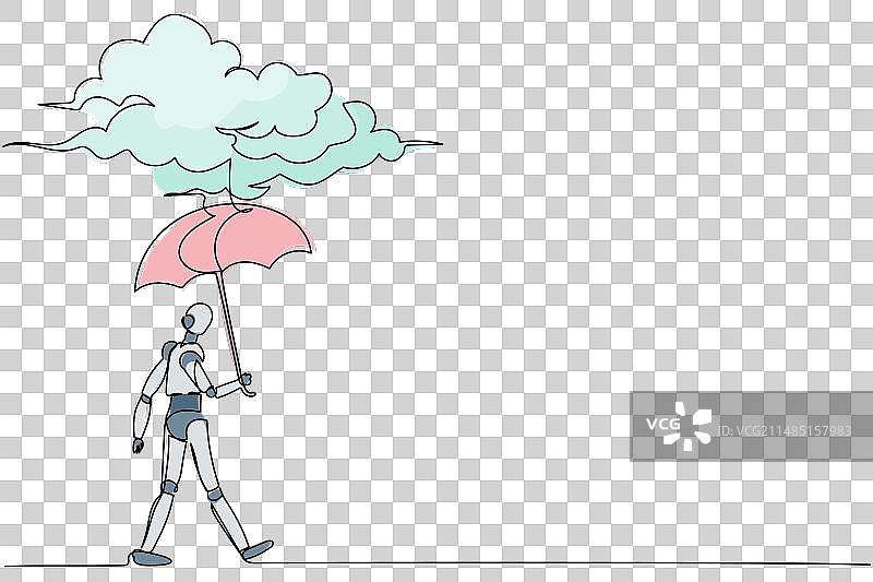 机器人行走连续单线绘画图片素材
