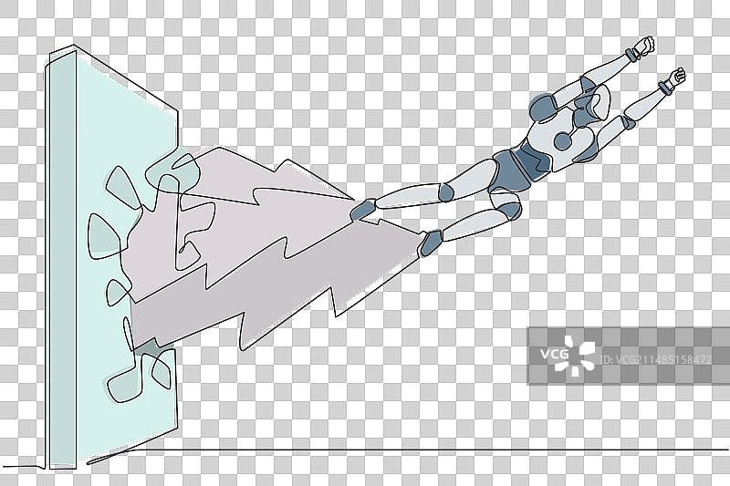 机器人连续单线拳击画图片素材