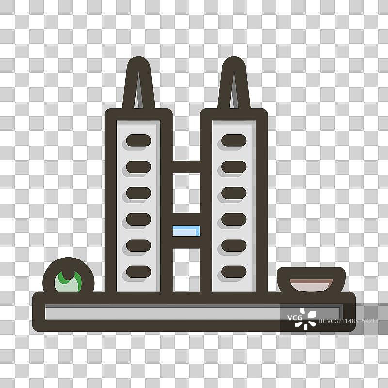 巴西国会大厦粗线填充图标图片素材