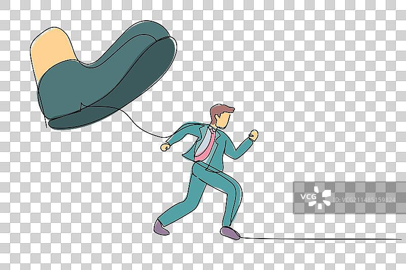 奔跑的商人单线连续画图片素材