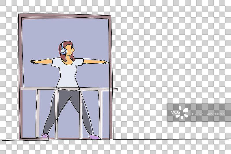 连续单线绘画：健康的年轻女人图片素材