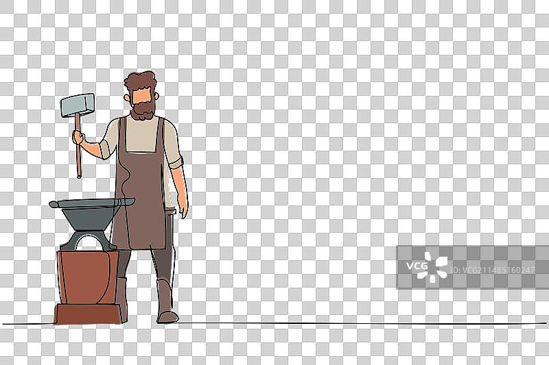 单线条络腮胡铁匠图片素材