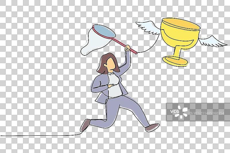 女商人尝试单线画图片素材
