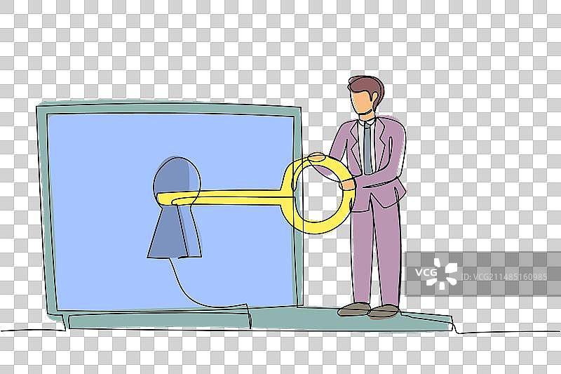 单线画：商人放置大的图片素材