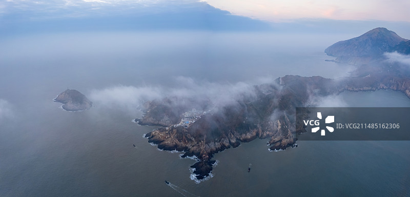 福建宁德福鼎嵛山岛海上云海日出自然风光航拍图片素材