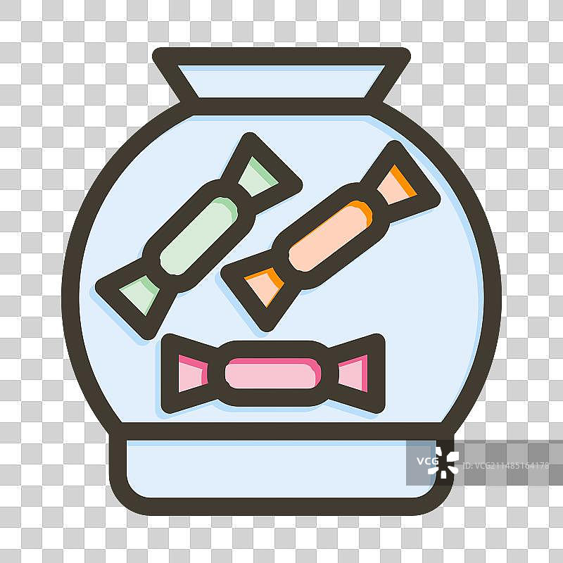 糖果罐粗线条填充颜色图标图片素材
