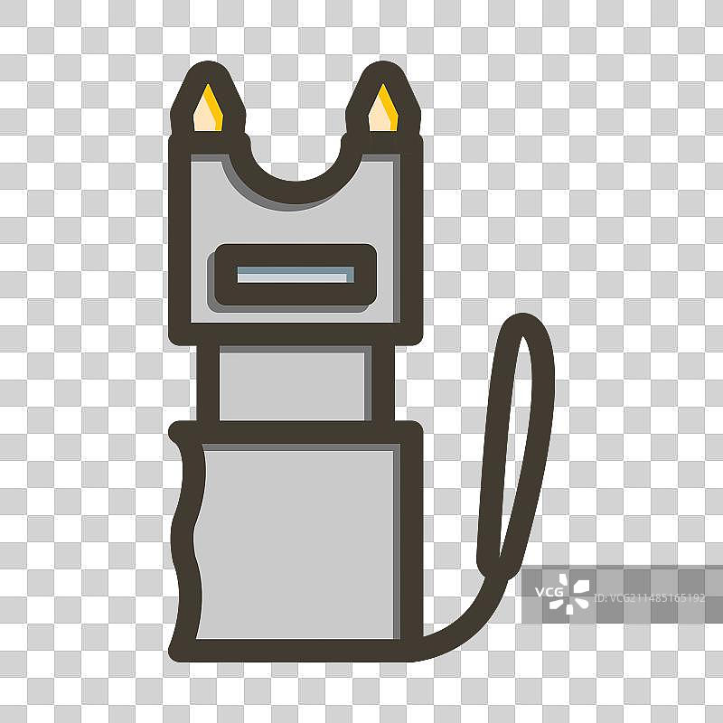 电击枪粗线条填充颜色图标图片素材