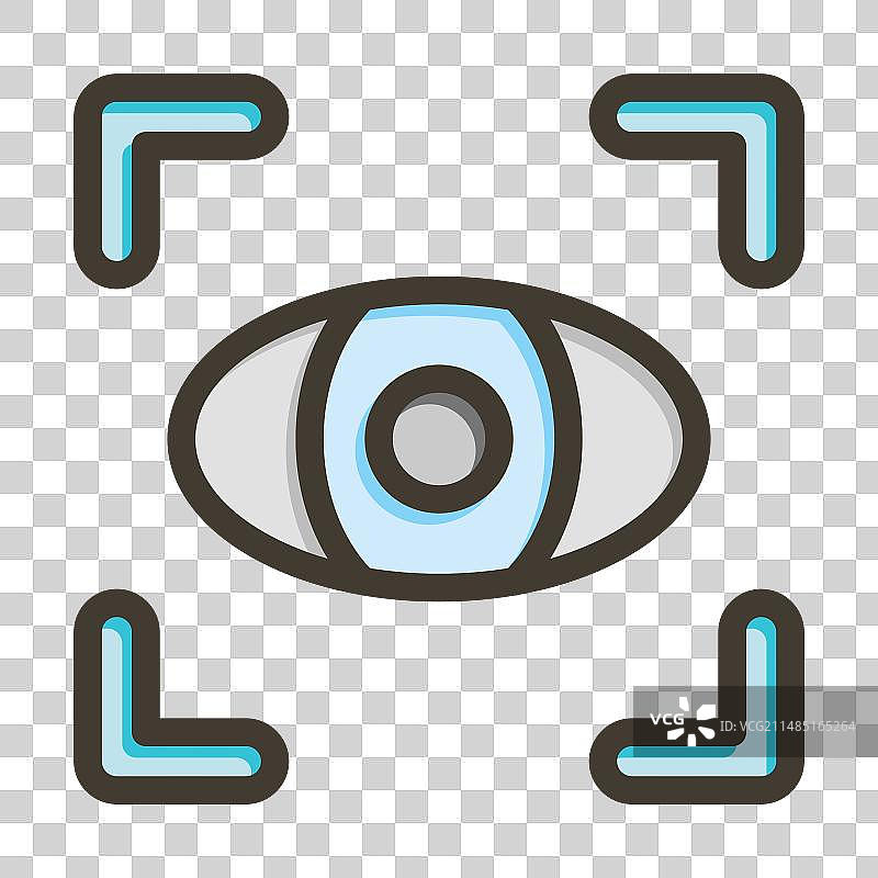 视网膜扫描仪粗线填充颜色图标图片素材