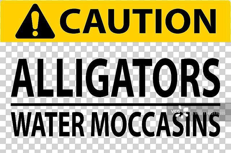 鳄鱼和水蛇出没警告标志图片素材