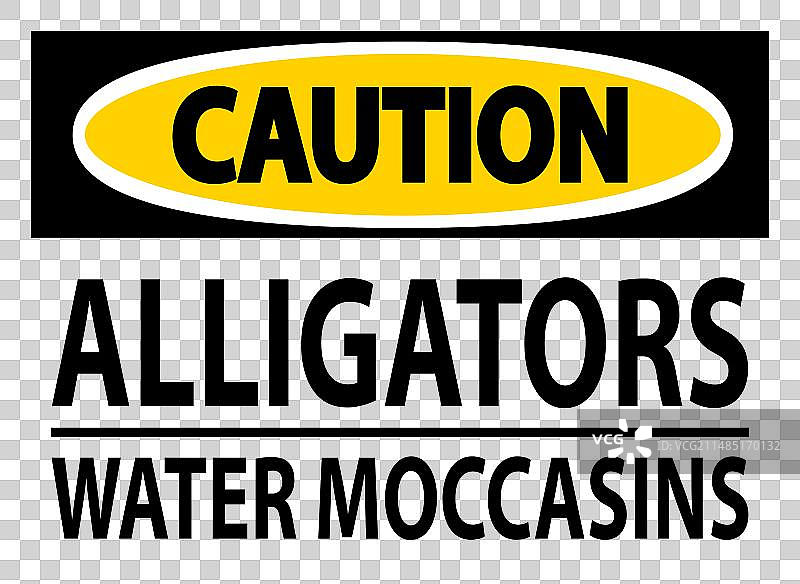 鳄鱼和水蛇出没警告标志图片素材