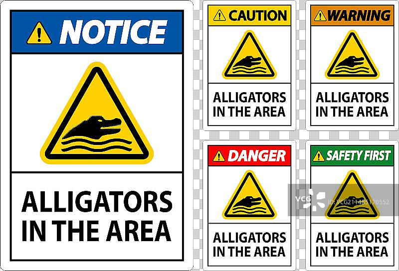 该区域有鳄鱼出没的危险警告标志图片素材