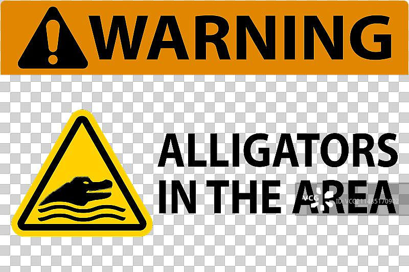 该区域有鳄鱼出没警告标志图片素材