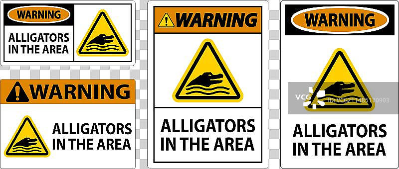 该区域有鳄鱼出没警告标志图片素材