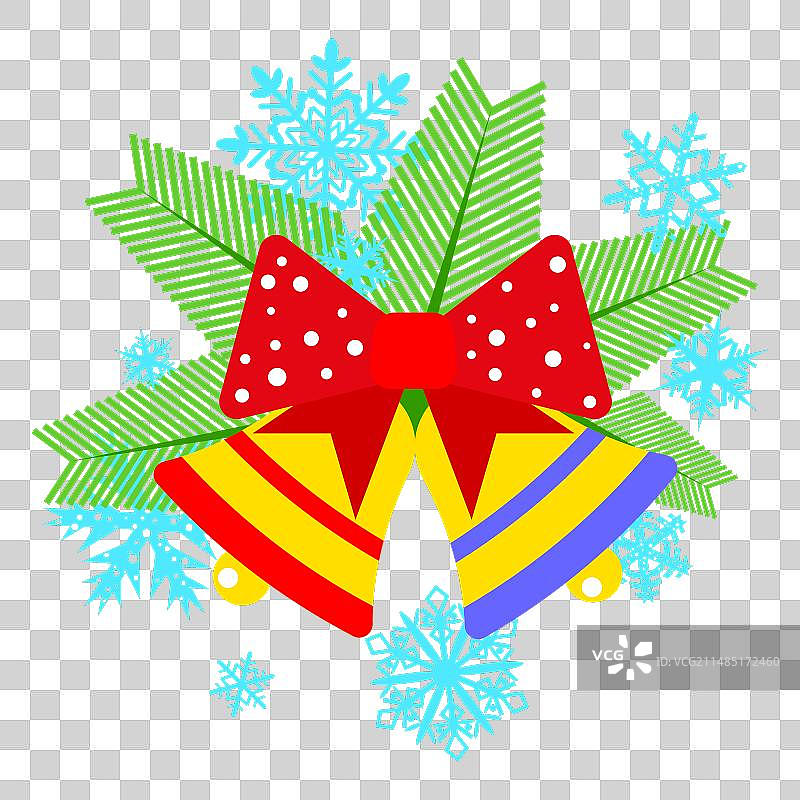 带冷杉树枝的圣诞铃铛图片素材