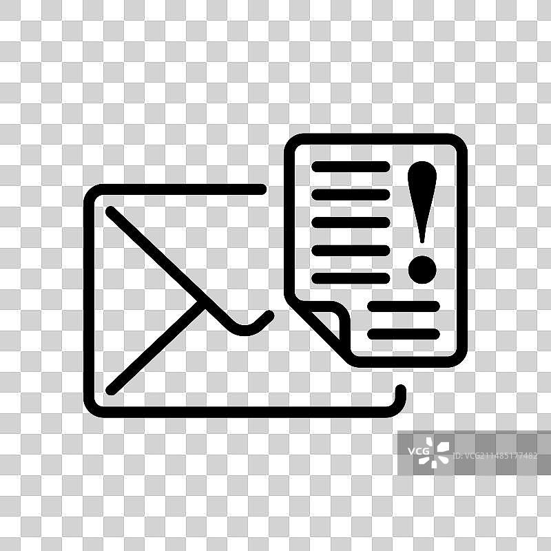 带警告提示通知的电子邮件图标图片素材