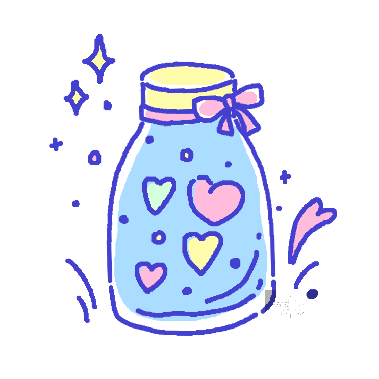 可爱的手绘蓝色许愿瓶插画图片素材