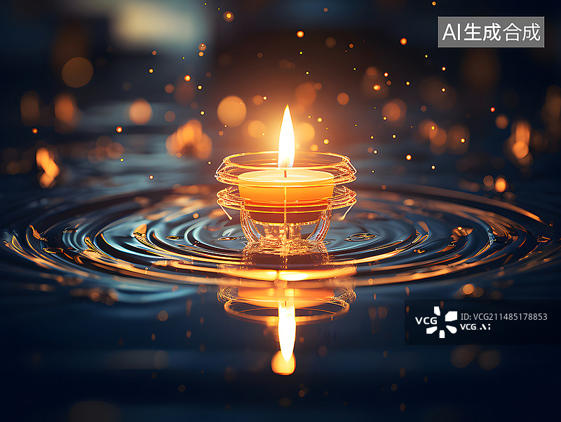 【AI数字艺术】暗室里点燃的蜡烛的特写镜头图片素材