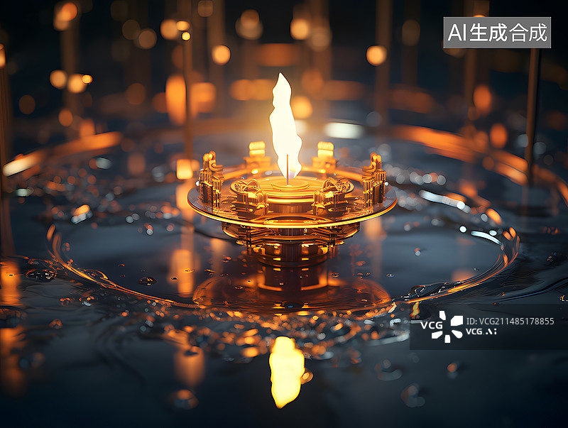 【AI数字艺术】暗室里点燃的蜡烛的特写镜头图片素材
