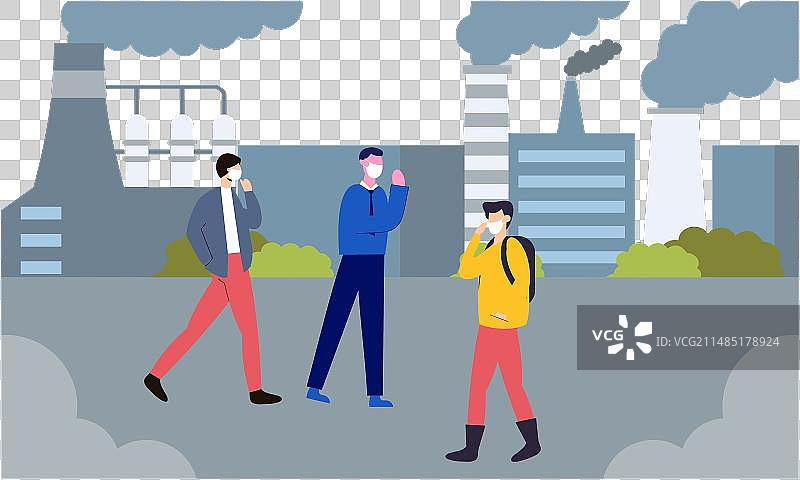 人们佩戴防雾霾口罩图片素材