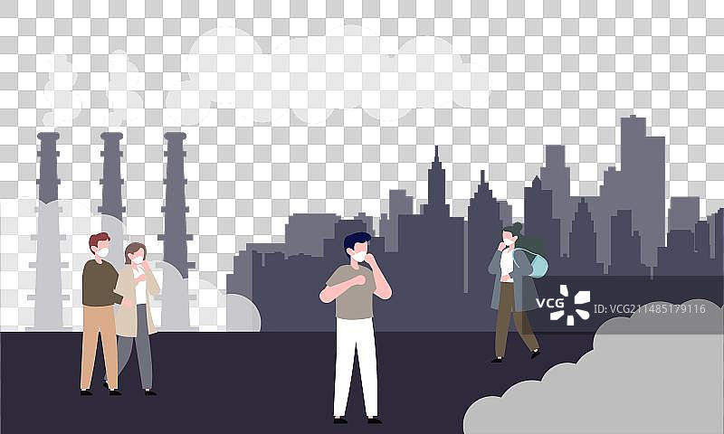 人们佩戴防雾霾口罩图片素材