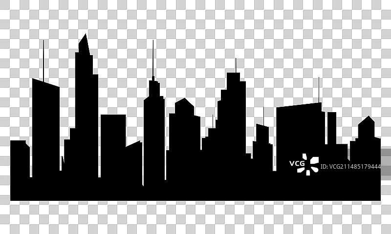 黑色城市剪影水平线图片素材