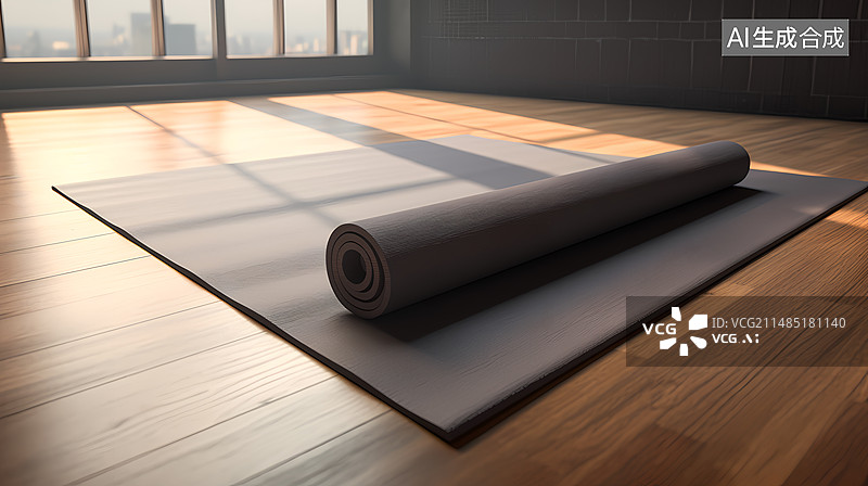 【AI数字艺术】地板上的瑜伽垫图片素材