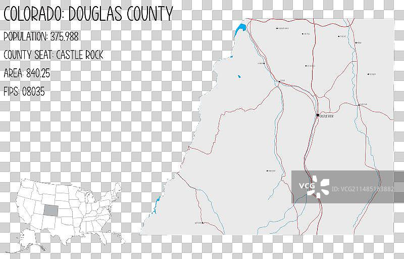 美国科罗拉多州道格拉斯县地图图片素材
