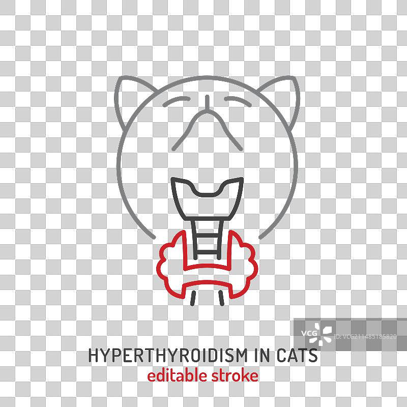 猫甲状腺功能亢进线性图标图片素材