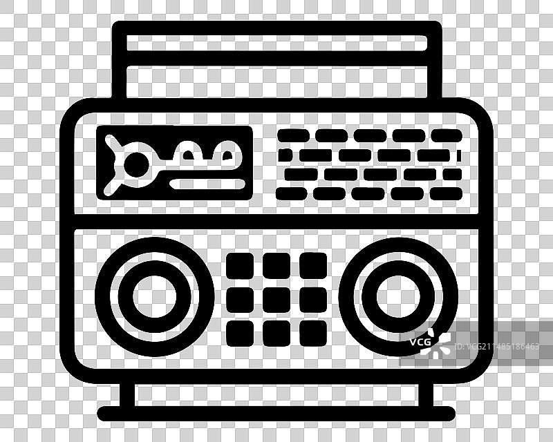 老式收音机线条艺术图标图片素材
