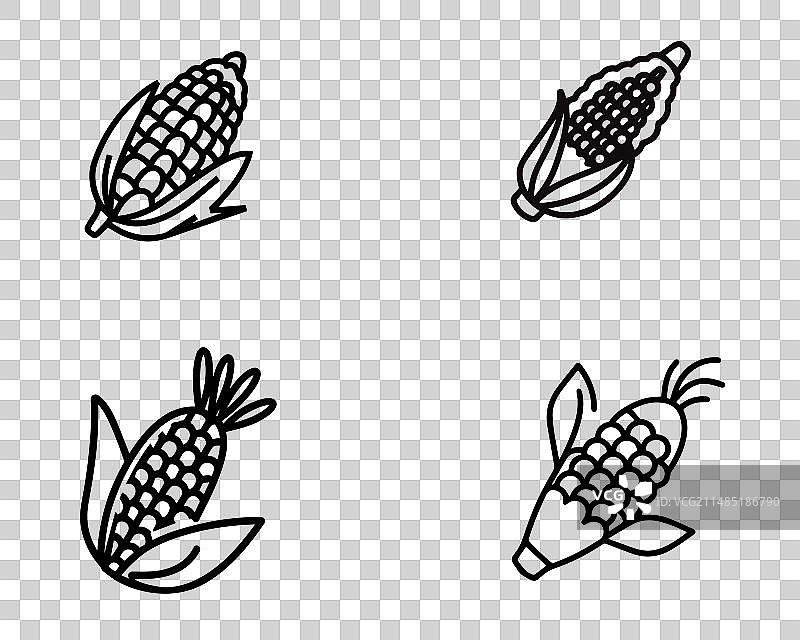 白色背景上的爆米花图标集图片素材