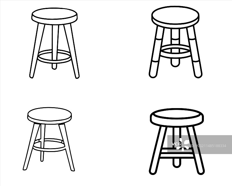 白色背景上的桌子涂鸦图标轮廓图片素材