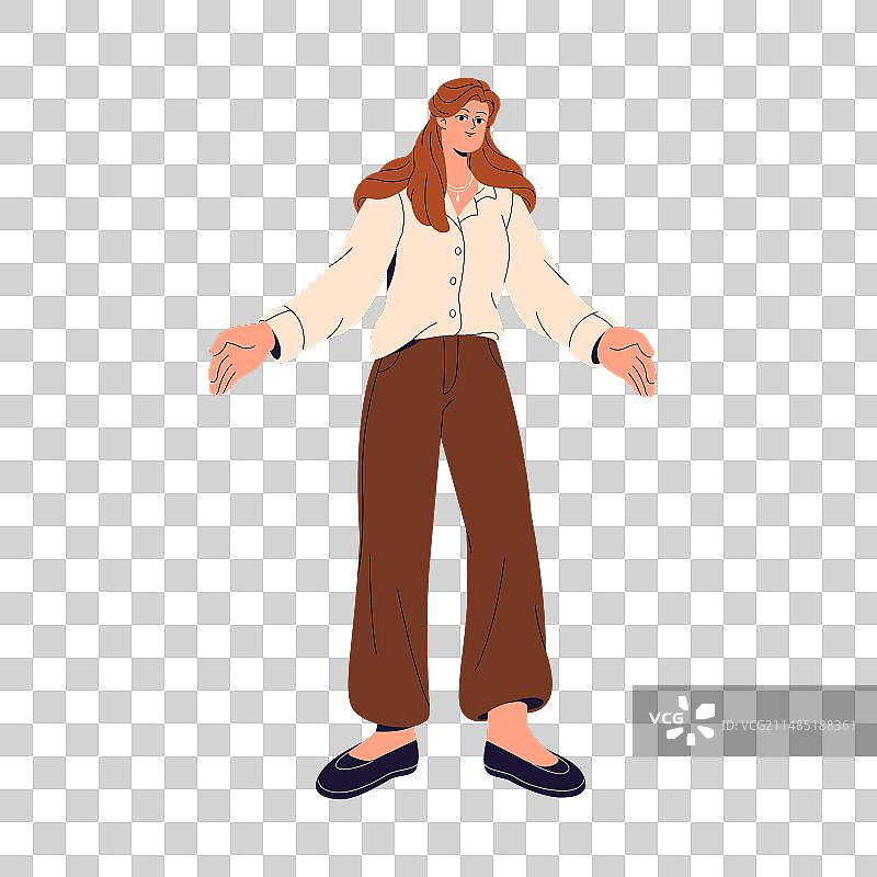 快乐女人张开双臂当老师图片素材