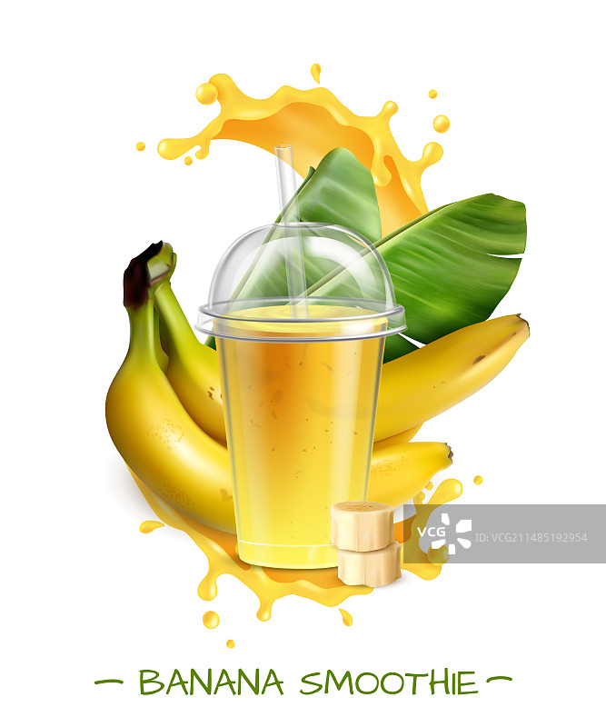 香蕉冰沙逼真构图图片素材