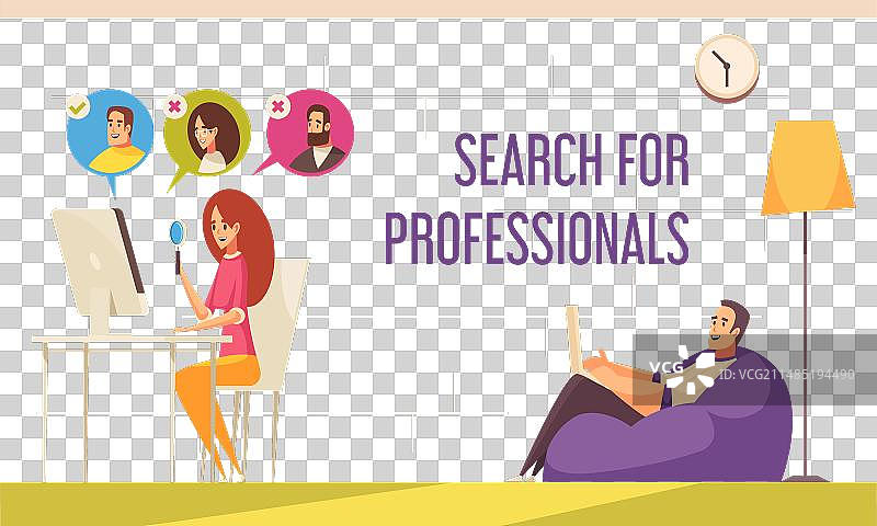 自由职业者扁平化工作场景图片素材