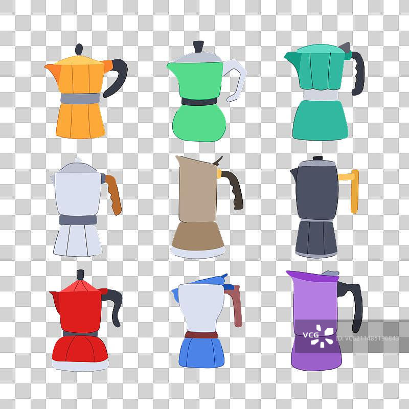 卡通摩卡壶咖啡具图片素材