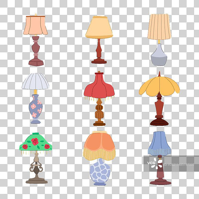 复古卡通台灯套装图片素材