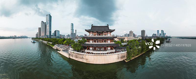 长沙杜甫江阁航拍图片素材