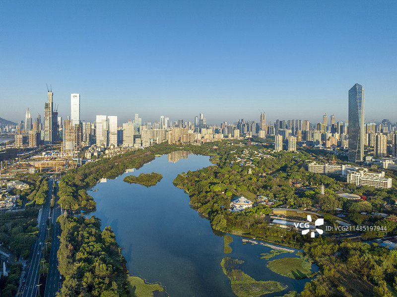 航拍广东省深圳市华侨城国家湿地公园图片素材