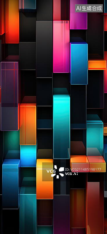 【AI数字艺术】彩色背景下的彩色玻璃全画幅图片素材