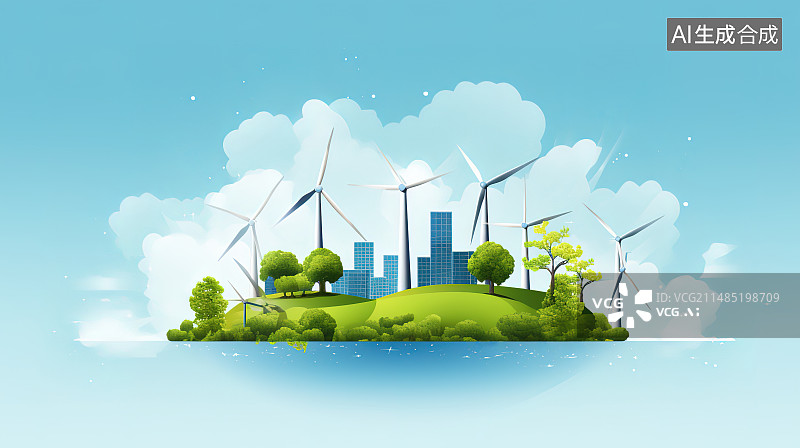 【AI数字艺术】绿色能源背景图片素材
