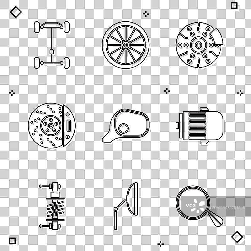 汽车底盘、车轮、制动盘及卡钳合集图片素材