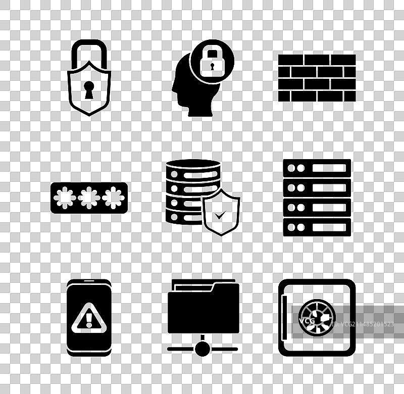 带防火墙安全锁的人头图片素材