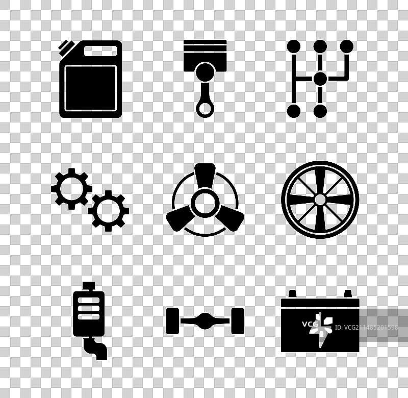 汽油发动机活塞齿轮罐套装图片素材