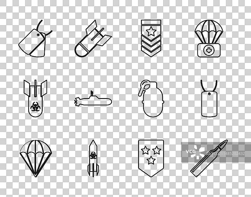 线条降落伞子弹V形符号生物危害图片素材