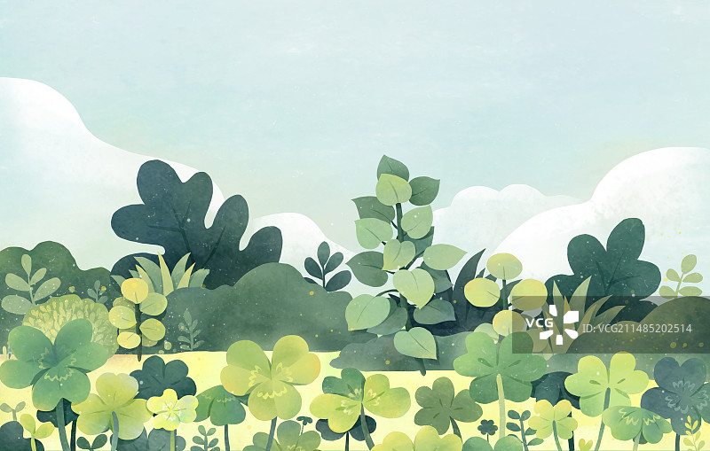 春天节气插画绿色的草丛图片素材