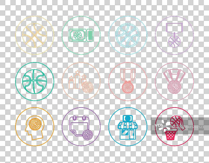 篮球、篮筐、运动奖牌等线性组合图片素材