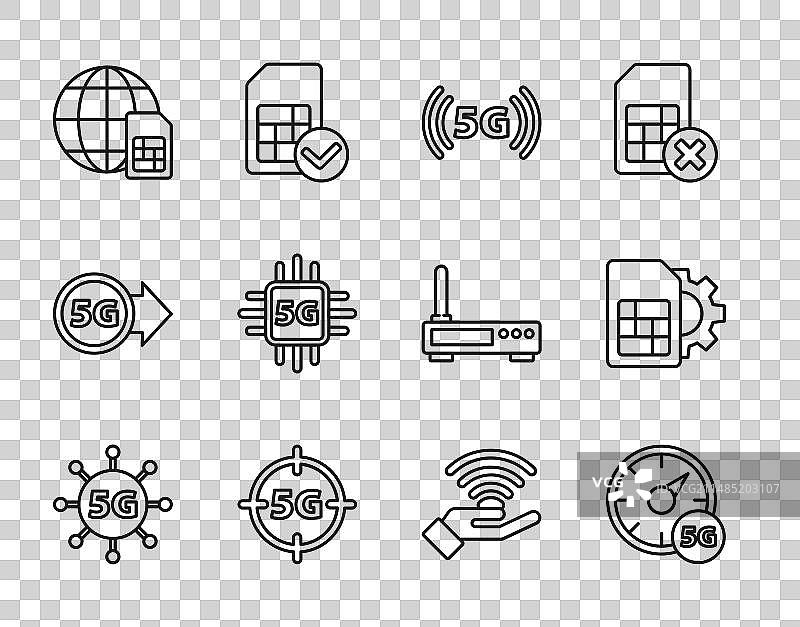 5G网络数字速度表和SIM卡图片素材