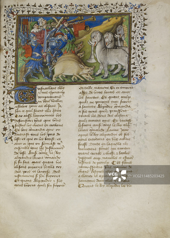 亚历山大大帝击退大象图片素材