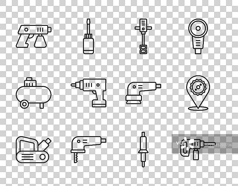 电动刨、钻机等工具线条素材图片素材
